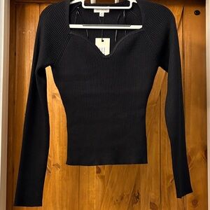 Dance & Marvel Black Ribbed Knit Sweater Size M NEW